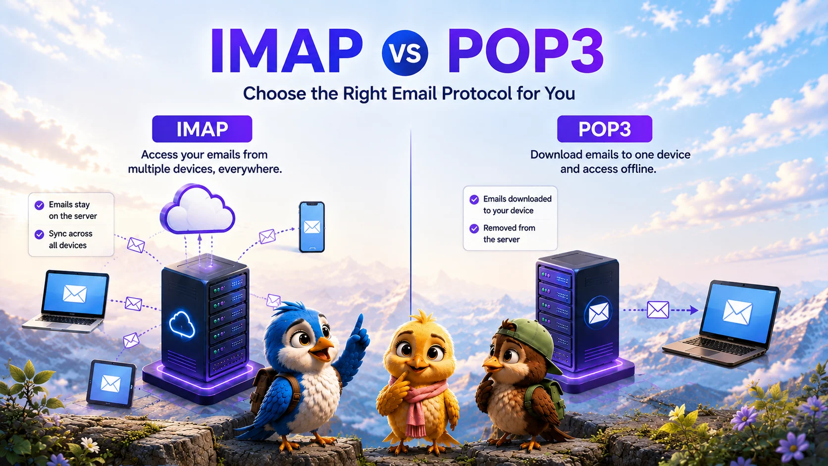 IMAP vs POP3 Comparison Comparison table showing the technical differences between IMAP and POP3 | MigrateZilla